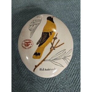 Vintage Homart Black Headed Oriole Natural History Ceramic Trinket Box